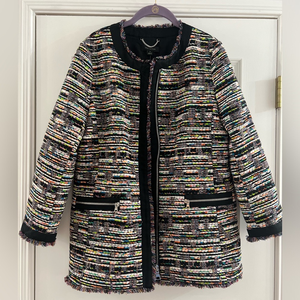 Ann Taylor Multi Colored Zip Jacket; M, Medium